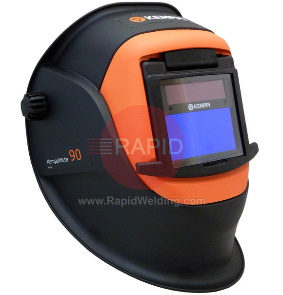 Kemppi Beta 90X Welding Helmet. Fitted With Variable Shade 4/9-15 EW Auto Darkening Filter. Flip Front For Grinding 9873047